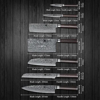 XINZUO 7 STK Kok Kniv Sæt Japansk Damaskus Stål Køkken Knive Sæt Cleaver Skrælle Santoku Udskæring nytte Madlavning Værktøj
