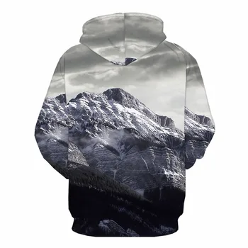 KYKU Mærke Snow Mountain Sweatshirts mænd Cloud Hoody Animationsfilm Grå Sweatshirt Trykt Harajuku 3d Trykte Fritids-Hoodie Udskriv