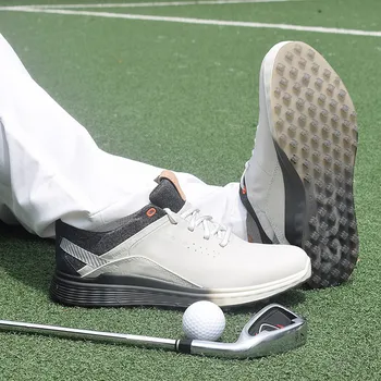 Nye Faglige Ægte Læder golfsko Anti Slip travesko Mænd af Høj Kvalitet Spikless Sport Sneakers for Golfspillere