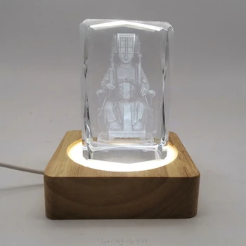 3D LED Nat Lys Soveværelse Dekoration Lille Bord Lampe USB-3D Krystaller, Glas Harpiks Kunst Ornamenter i Træ Base, Stand D21 Dropship