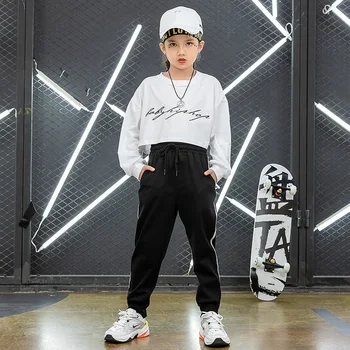 2020 Mode til Børn Hip Hop Tøj Sæt Til Teenage-Piger Bomuld Sport Passer Street Wear Afgrøde Toppe Og Bukser Dans Tøj