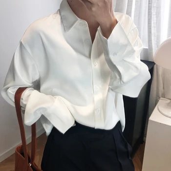 Koreanere Løs Vintage Chiffon Langærmet Bluse Plus Size Kvinder Tøj Kontor Dame Shirt Kvindelige Hvide Toppe Blusas Mujer 12328