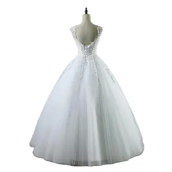 Vestido De Noiva 2020 Gryffon Luksus Blonder med V-hals Lace Up balkjole Prinsesse Luksus Bryllup Kjoler Robe De Mariee Plus Størrelse 1895
