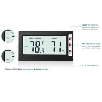 LCD-Digital Hygrothermograph Husstand Høj Præcision Elektronisk Termometer Hygrometer Temperatur Luftfugtighed-Måling