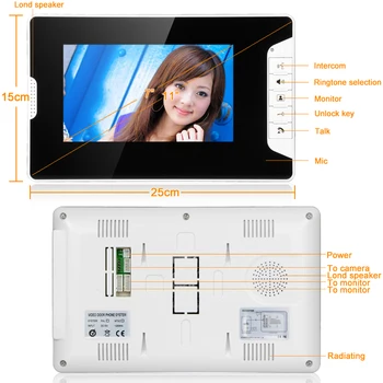 7inch RFID-Kort, Kabel Farve-LCD-Video Dør Telefon Intercom System 1000TVL Regntæt IR Kamera Låse Visuelle Intercom Dørklokken