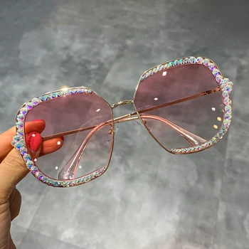 2019 solbriller kvinder Luksus Rhinestone kvadrat Sol briller, klar linse Overdimensionerede mænd solbriller Vintage Nuancer
