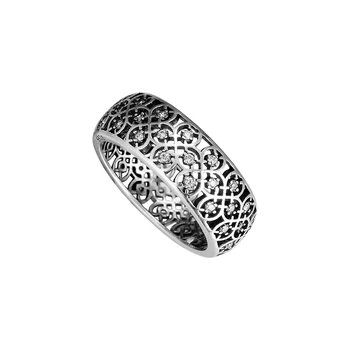 Original 925 Sterling Sølv Dekorative Vintage Ring Cubic Zirconia Passer Til Engagement Ring Smykker Kvinder Gave