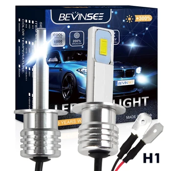 Bevinsee H1 LED 12V 6000K 3000LM 100W tågelys CSP 9005 HB3 9006 HB4 H1 H3 H4/9003/HB2 H7 H9 H11 H27 880 881 Auto Fog Lamp Light
