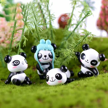 8pc Søde piger Kina Giant Panda Figurer Figurer Mini DIY Ornament Fe Ggarden Hjem Dekoration Mikroskopiske Plade Landskab