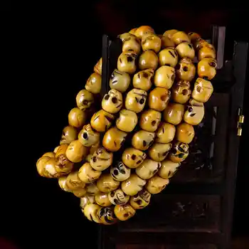 108PCS Skull-Perlerne Yak Knogle Håndskårne Kraniet Bøn Malas Antikke Skull-Perlerne til Halloween Smykker Tibet Rosenkrans 6mm BRO863