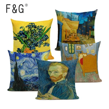 Van Gogh-Maleri Kunst Dekorative pudebetræk Pudebetræk, Sengetøj til Sofa Bil Stol Indretning Firkantet Pude Dække 45x45CM