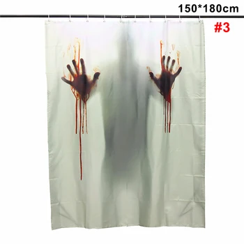 Badeværelse Vandtæt Halloween Horror Blod Badekar Polyester badeforhæng Badeværelse Indretning med 12 Kroge til badeværelse brusebad