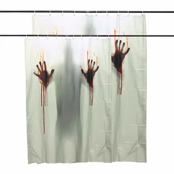 Badeværelse Vandtæt Halloween Horror Blod Badekar Polyester badeforhæng Badeværelse Indretning med 12 Kroge til badeværelse brusebad