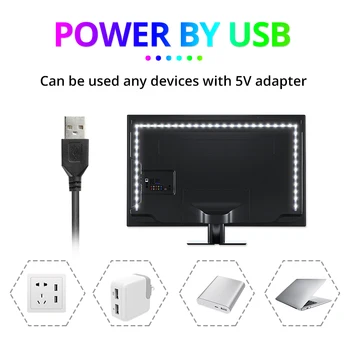 5V USB Led-Lys RGB Fleksible Tape Lys med IR Fjernbetjening Musik Controller Farve Skiftende Led Strip til Stue TV Baggrund