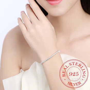 Erklæring 925 Sterling Sølv 4mm Slange Kæde Armbånd Til Kvinder Girl Nyeste Fine Smykker