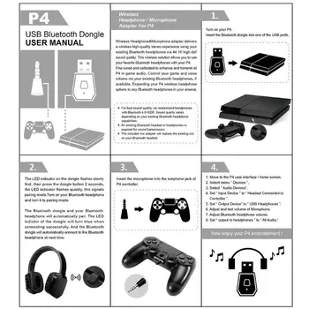 3,5 mm Bluetooth 4.0 USB-Dongle Trådløse Adapter til PS4 Controller, Headset Kit