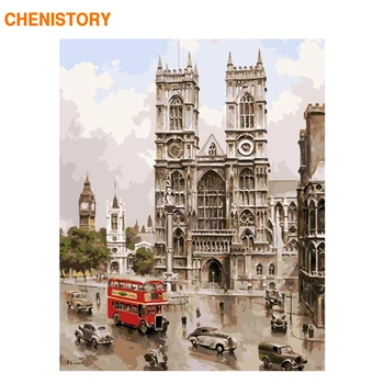 CHENISTORY Ramme Notre Dame De Paris Diy-Maleri Af Numre Kits Liggende Væg Kunst Billedet Lærred Maleri Hjem Decors 60x75cm