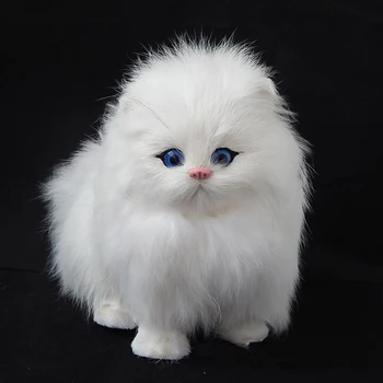 Ægte Hår Elektroniske Kæledyr Katte Dukker Dyr Cat Toy Meowth Børn er Søde Kæledyr Simulering Plys Legetøj Model Ornamenter Xmas Gaver