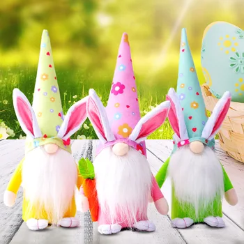 Søde Dværg Påske Rudolf Dukke Gulerod Kanin Elf Grøn Pink Gul Påske Bunny Gave Børn DIY Happy Easter Party Indretning Til Hjemmet