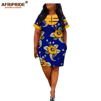 Afripride afrikanske kjoler til kvinder skræddersyet ovenfor knæet længde sommeren kvinder, bomuld, A-line kjole A1925049 193117