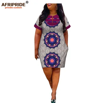 Afripride afrikanske kjoler til kvinder skræddersyet ovenfor knæet længde sommeren kvinder, bomuld, A-line kjole A1925049