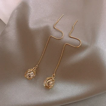 2020 Korea Mode Smykker Elegante Stereo Hule Øreringe Lange Crystal Øreringe til kvinder