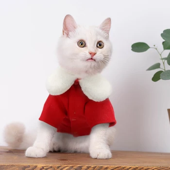 Sød Kat Jul Tøj Varm Pet Santa Tøj til Små og Mellemstore Hunde Katte Jakke Frakke Kæledyr Kostume til Pug Chihuahua Yorkshire