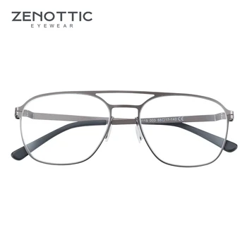 ZENOTTIC Titan Dobbelt Bro Briller Ramme for Mænd Letvægts Pilot Optiske Briller Oversize Nærsynethed Forestilling Briller 19344
