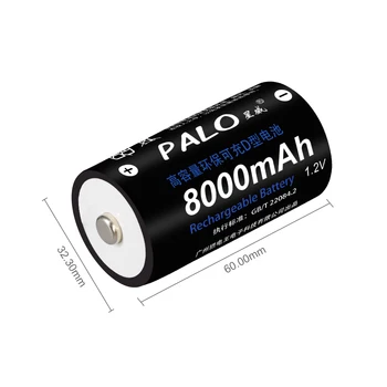 PALO 4stk 8000mAh 1,2 v D Size Genopladelige Batterier Til Lommelygten gaskomfur Radio Køleskab Med 2 Stk Batteri Box