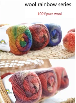 10balls ×50g/bold Gradvis ændring, der er farvet rainbow ren uld garn lange farve frakke online dame sjal tørklæde linje wholessale