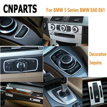 CNPARTS Sølv Bil Styling Interiør Lister Til BMW 5-Serie BMW E60 E61 Mms-Air Outlet Dekorative Pailletter Tilbehør
