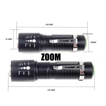 Z40 Kraftig LED Lommelygte XML T6 3800LM Aluminium Vandtæt Zoomable flash lys Brænder 5modes for 18650 Batteri eller AAA