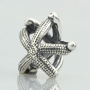 Ægte 925 Sterling Sølv Dyr Sea Star Søstjerner Charm Perle Passer Europa-3,0 mm Armbånd Smykker