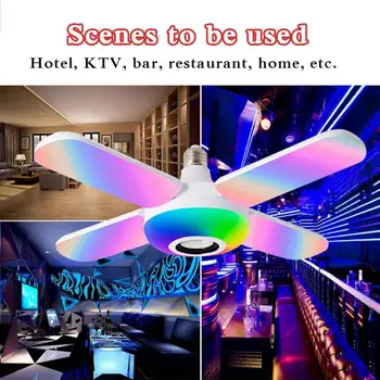 50W LED Musik Loft Lys Folde RGB Bluetooth Højttaler Lampe Hjem Soveværelse 85-265V Fjernbetjening Dæmpbar Smart Farverige Party Lys