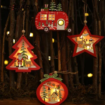 LEDIARY Jul Vedhæng Nat Lys Træ Santa Snemanden Bil bordlampe Kreative Desktop Ornament Ferie Indretning Belysning