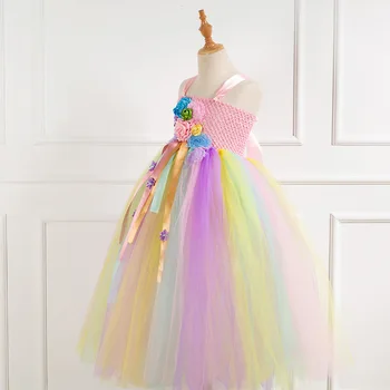 Piger Pastel Unicorn Dress Børn Hæklet Tyl Rem Mesh-Kjole Til Bolden Kjole Kjole Til Piger, Børn Mermaid Party Kjole Kostume
