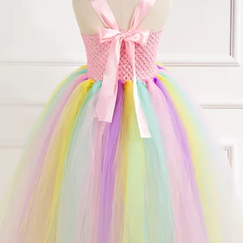 Piger Pastel Unicorn Dress Børn Hæklet Tyl Rem Mesh-Kjole Til Bolden Kjole Kjole Til Piger, Børn Mermaid Party Kjole Kostume