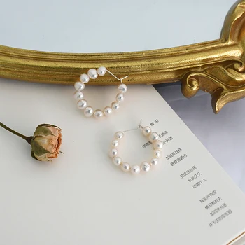 ASHIQI Naturlige Ferskvands Perle Barok Cirkel halskæde 925 Sterling Sølv koreanske mode Smykker til kvinder 2020 trendy