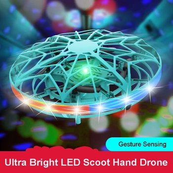 Helikopter UFO Toy Flyvende Tallerken Mini Drone Med LED-Lys, Infrarød Induktion Hånd Kontrolleret Flyvende Bold Fjernbetjening Legetøj