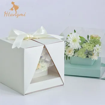 1pcsWindow bærbare blomst box flower kage blomst blomst box dessert box bouquet gaveæske