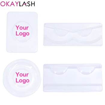 OKAYLASH Brugerdefinerede Logo 50/100Pcs Klart Eyelash Skuffer Gennemsigtig Vipperne Holder Emballage Låget Sag for Engros