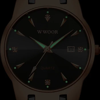 WWOOR 2020 Casual Business Mænd Ser Reloj Hombre Top Mærke Luksus Diamant armbåndsur Herre Rustfrit Stål Dato Ur Gift Mand