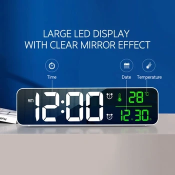 LED Digitalt Alarm Ur Til Soveværelser Tabel Digital Udsæt Elektroniske USB Desktop Mirror Ure Hjem Tabel Dekoration