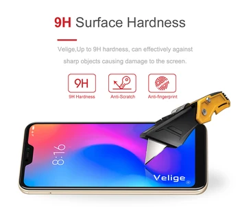 Velige 9H Tempered Glass For Xiaomi Mi A2 Lite Xiomi MiA2 Lite HD Clarity Real 2.5D 0.3mm Toughened Safety Glass Film
