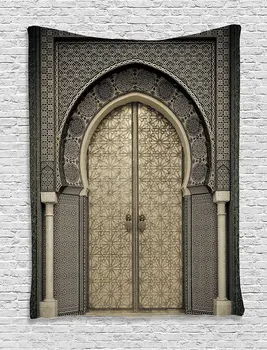 Døren Gobelin Beige Indretning I Alderen Gate Marokkanske Geometrisk Mønster Døren Design Orientalsk Stil,Væg Hænger Tapetet