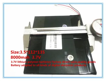 3,7 V,8000mAh,polymer lithium-ion /Li-ion batteri til tablet pc,MID,PDA,DIY for Sanei N10 Ampe A10 Quad Core,HKC T90 Dual Core 19989