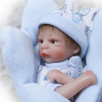 Nicery 8inch 20cm Bebe Genfødt Mini Dukke Blød Naturtro Silikone Toy Gave til Barnet Jul Søde Dreng Blå Pude 20288