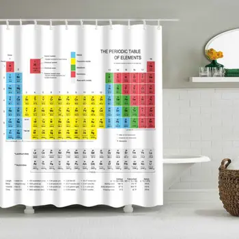 Periodiske Tabel af Elementer Badeværelse Gardiner Vandtæt 3D-Print badeforhæng, Hvid Fabric Gardin For Badekar 2046
