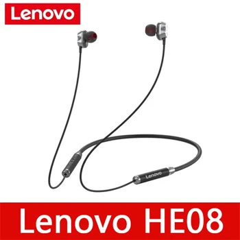 Lenovo HE08 Dobbelt Dynamisk Trådløse Nackband Hovedtelefon 4-Driver, Metal HIFI-Stereo-Headset Med Mic Lang Tid Spil 20663