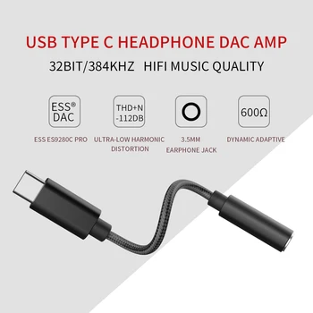 Top Kvalitet til Bærbare hovedtelefonforstærker HPA USB Type C DAC Codecs ES9280C PRO Audio Jack DSD Hårdt Afkode HiFi-Forstærker Til Android